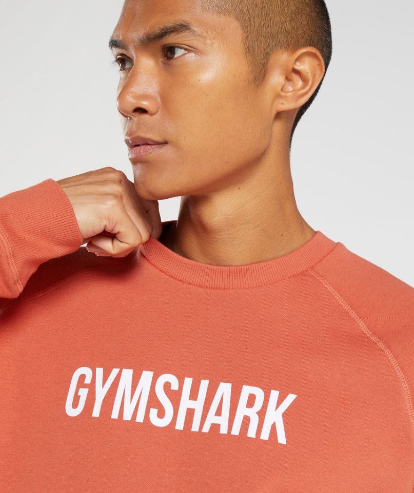 Men's Gymshark Apollo Crew Sweatshirts Orange | NZ 8QHTBP